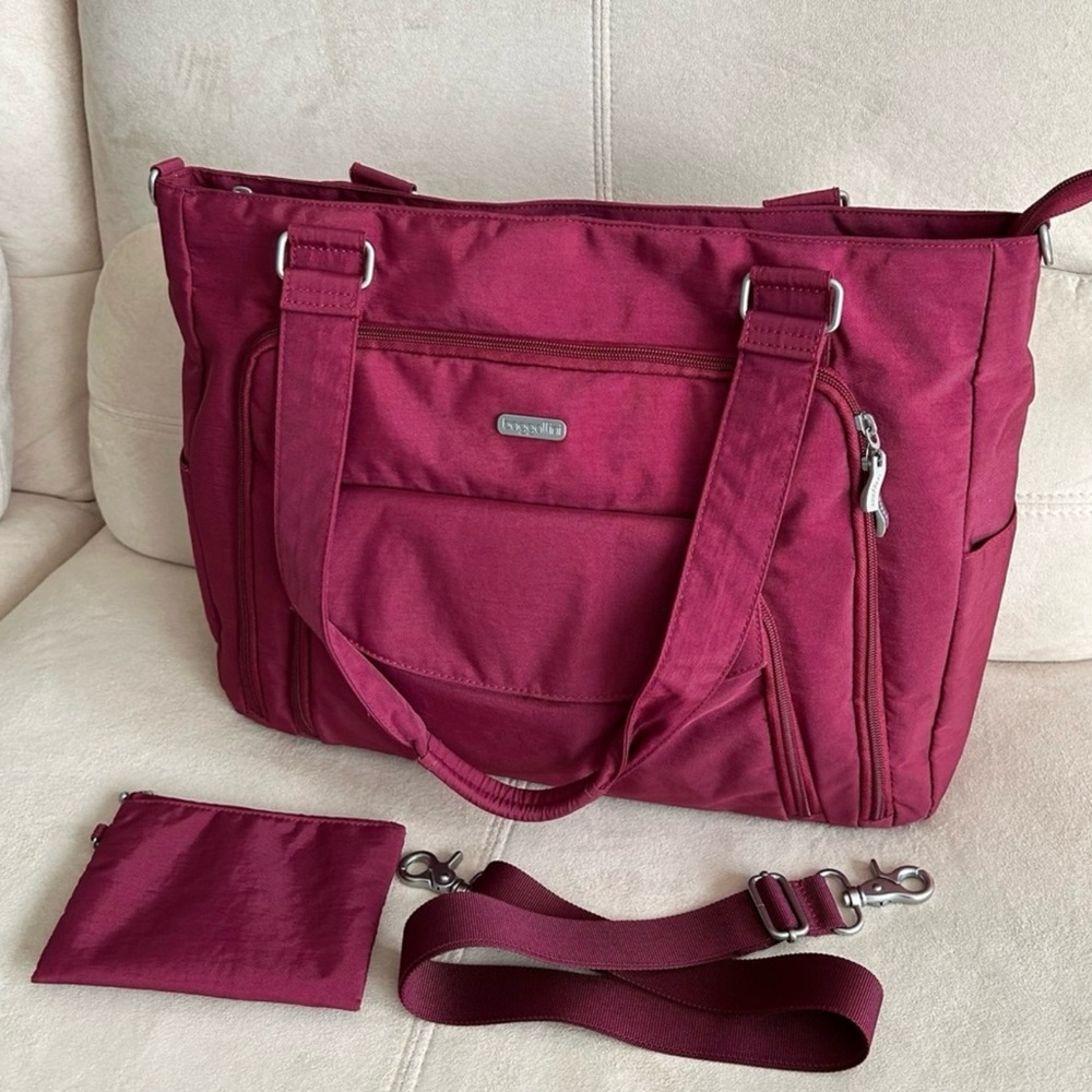 Baggallini Large Carryall Shoulder Bag, Trolley Sleeve |Work, Travel, Diaper Bag